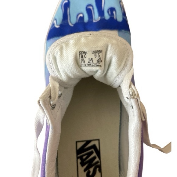 VANS Old Skool Custom Painted Ombré Gradient Blue Purple Drip Lace Up Sneakers - Picture 8 of 8
